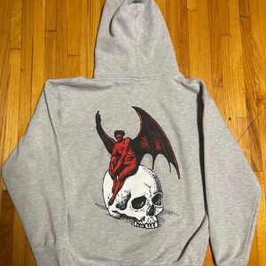 Gray Hoodie with Red Winged Graphic